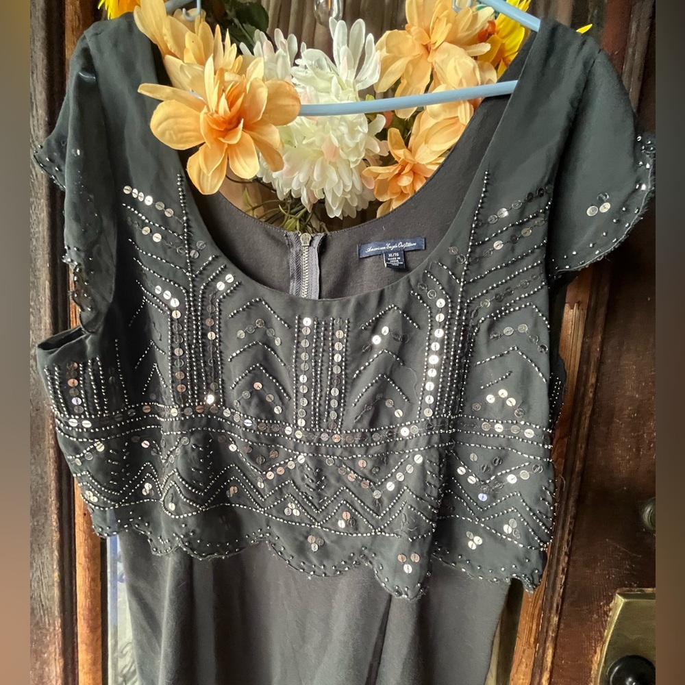 Black Sequins Dress EUC Plus Size XL American Eagle Outfitters